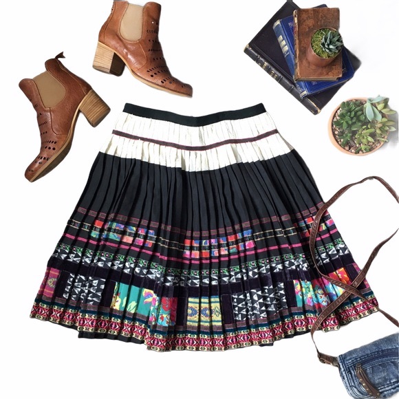 ANTHROPOLOGIE Accordion Pleated Vintage Boho Valea Skirt COREY LYNN CALTER Small - Picture 14 of 15